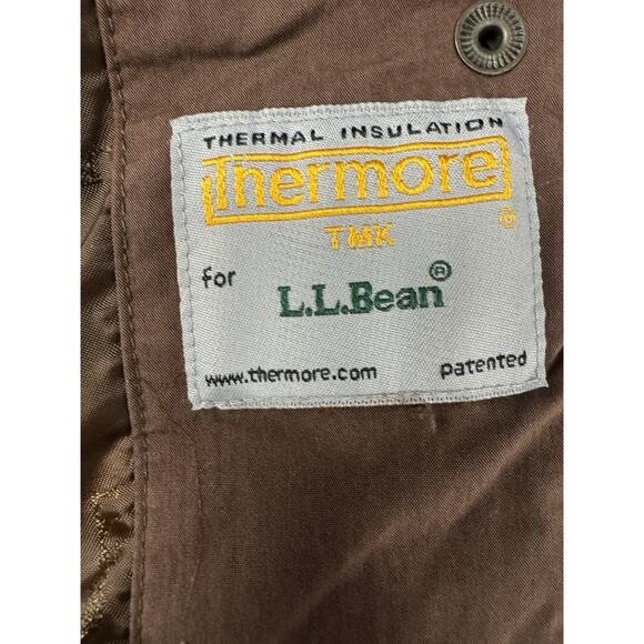 LL BEAN Quilted Barn Coat Women's XL Corduroy Collar Jacket Brown Thermore - Picture 11 of 13